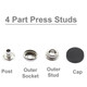 15mm Large Press Studs With Silver Back Snap With OR Without Hand Tool